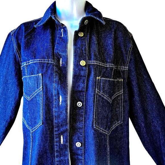 Zara Button Front Long Sleeve Collared Jean Jacket Blue Womens Extra Small XS - Picture 7 of 15